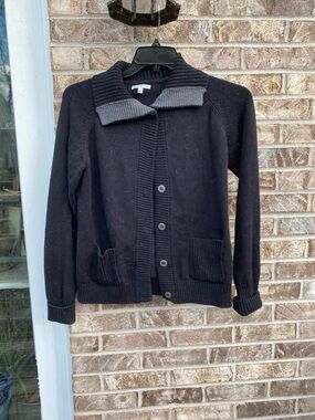 Vintage Y2K Black Knit Croft & Barrow Cardigan Cotton Mr Roger’s Sweater